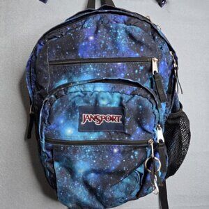 Jansport Big Student Galaxy Backpack Blue Black Outer Space Stars Cosmic